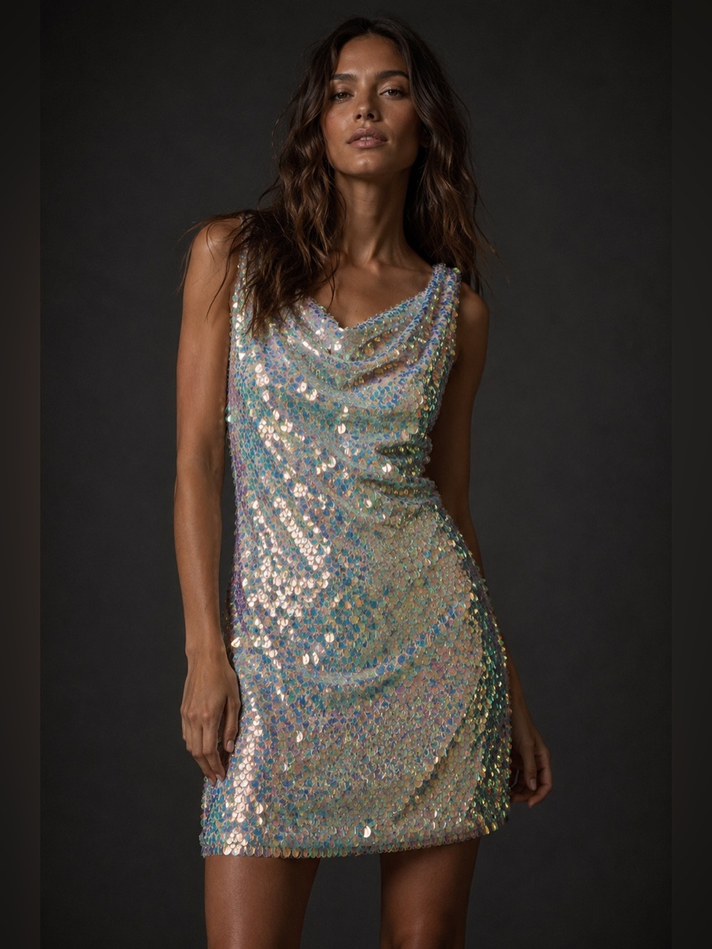 H&M Iridescent Sequin Mini Dress Party LIMITED EDITION